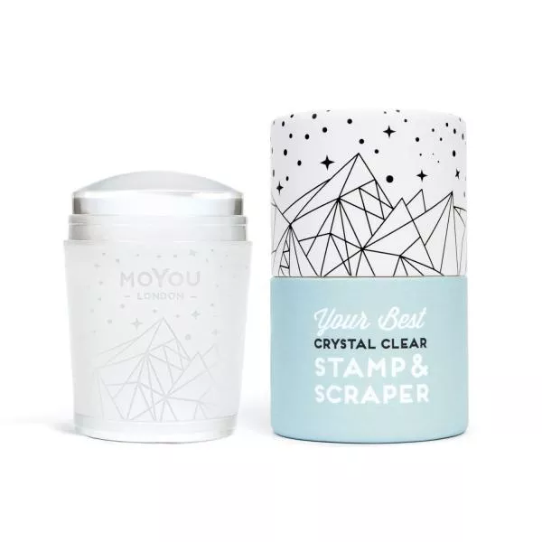 MoYou-London Crystal Clear Stamper mit transparentem Stempelkissen und Scrapper